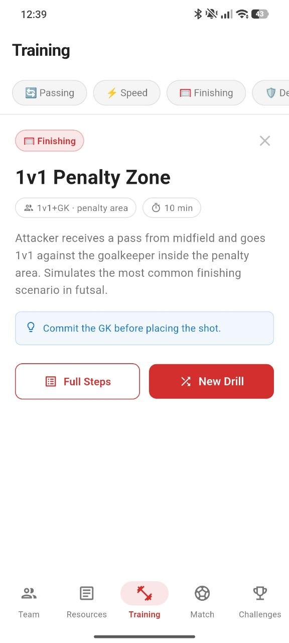 Training screen